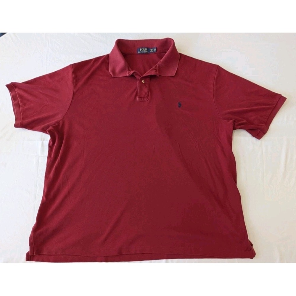 Polo Ralph Lauren Shirt Mens 3XB Burgundy Red S/S Blue Pony Logo Big & Tall